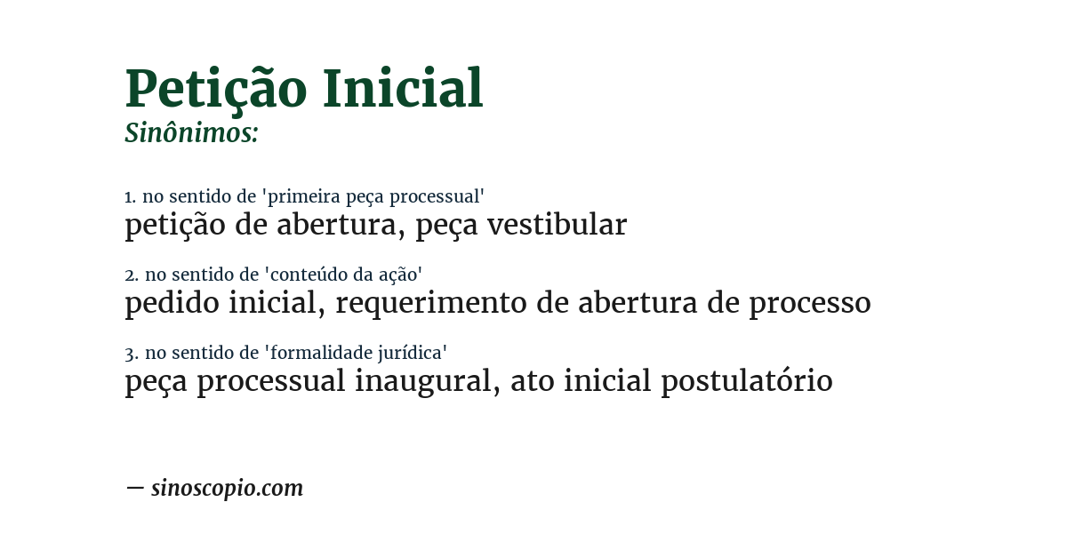 Sinônimo de petição inicial