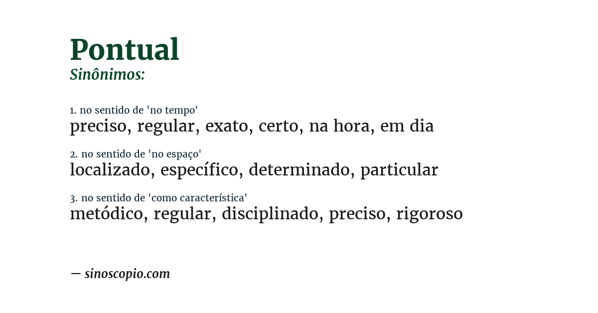 Sinônimo de pontual
