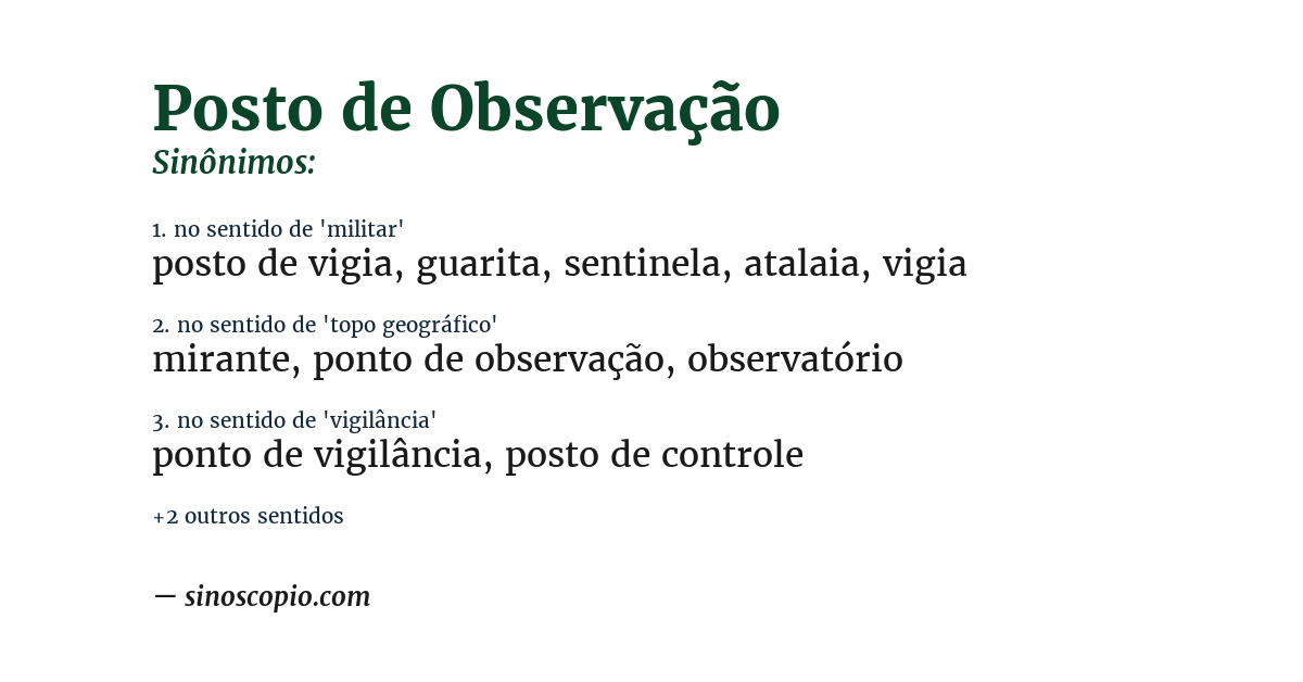 Sinônimo de posto de observação