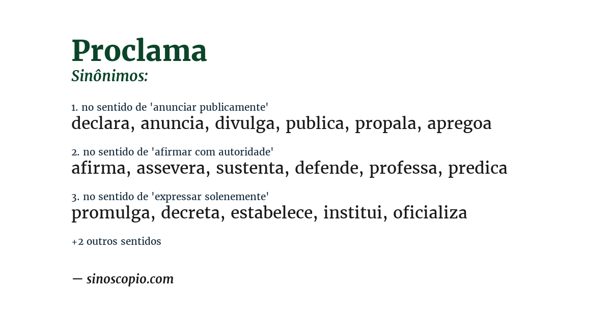 Sinônimo de proclama