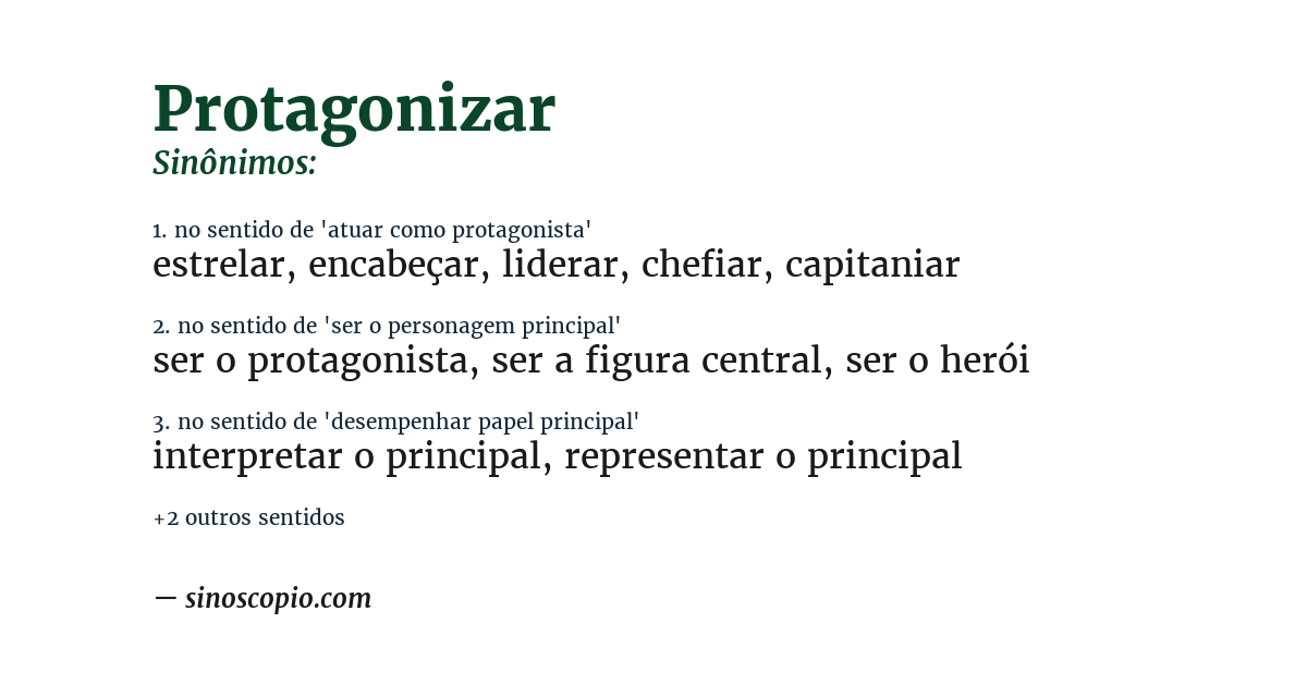 Sinônimo de protagonizar