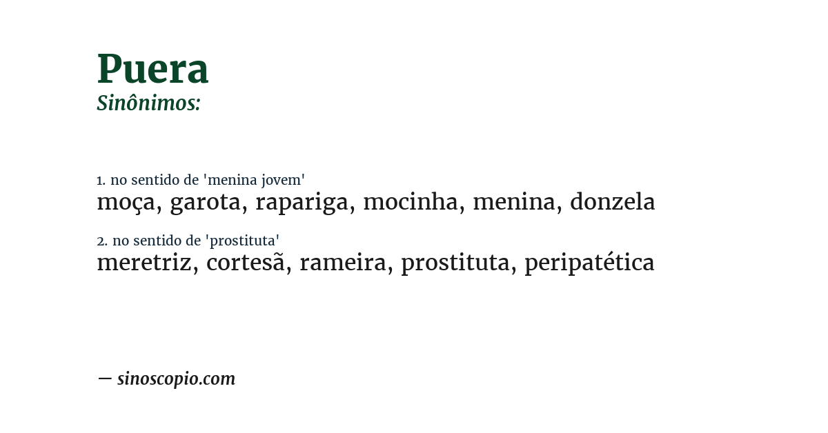 Sinônimo de puera