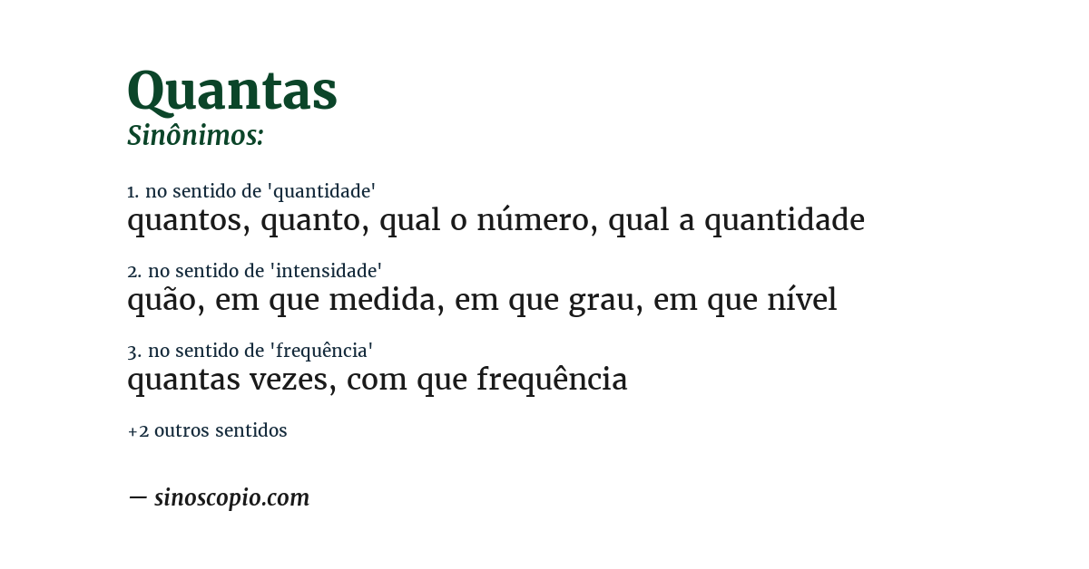 Sinônimo de quantas