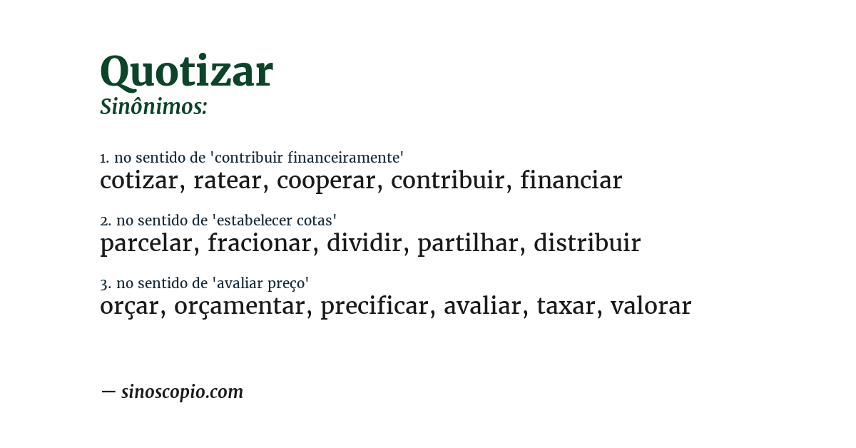 Sinônimo de quotizar