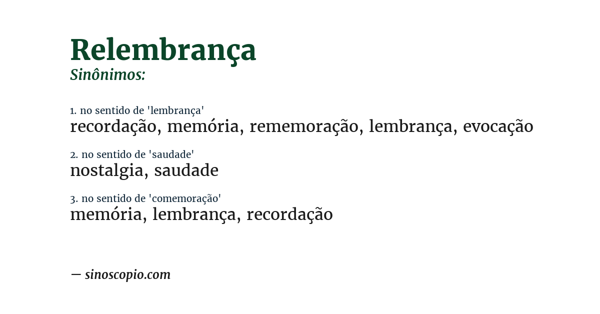 Sinônimo de relembrança