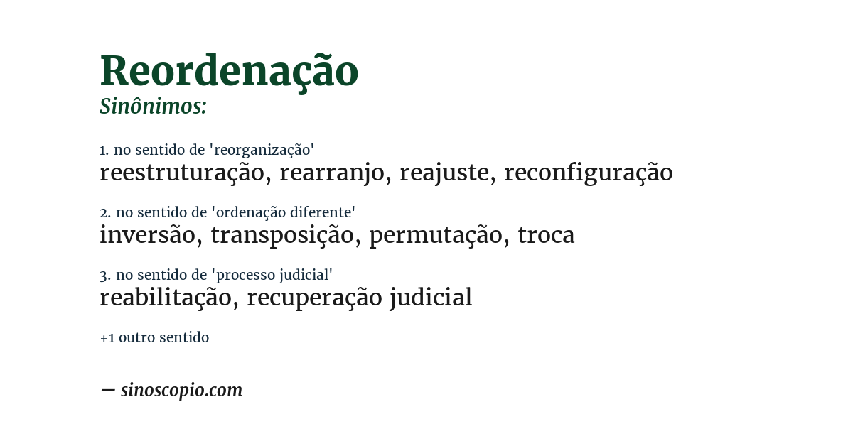 Sinônimo de reordenação