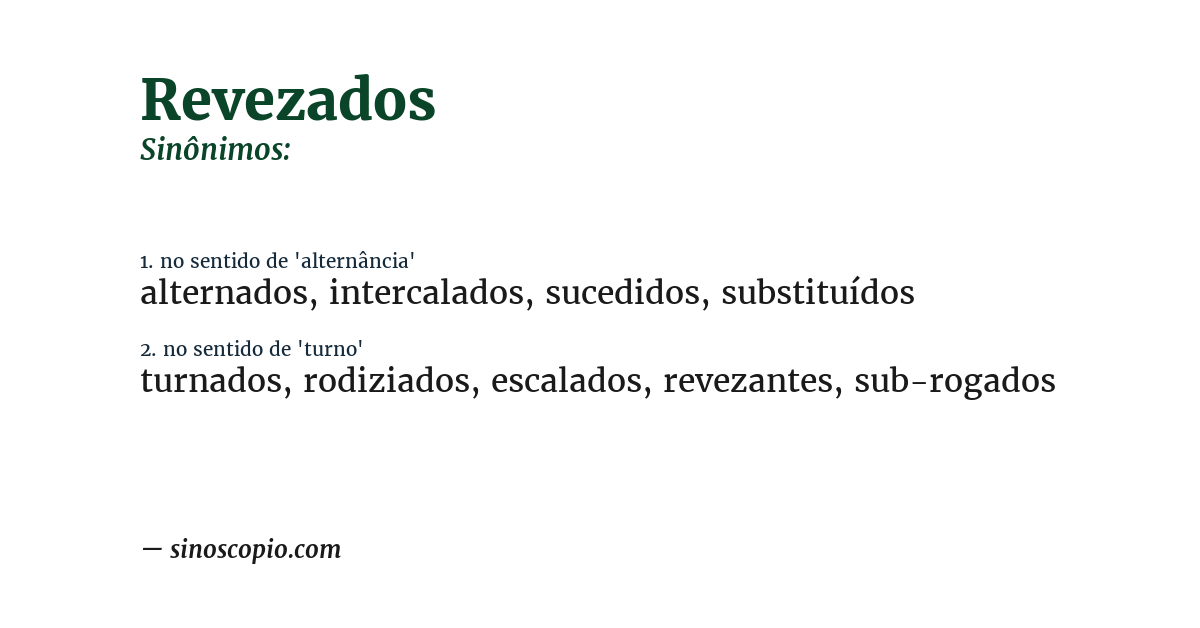 Sinônimo de revezados