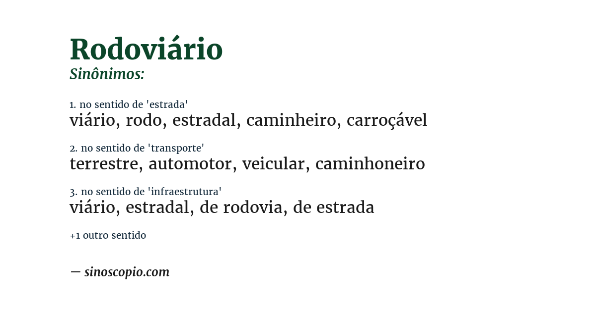 Sinônimo de rodoviário