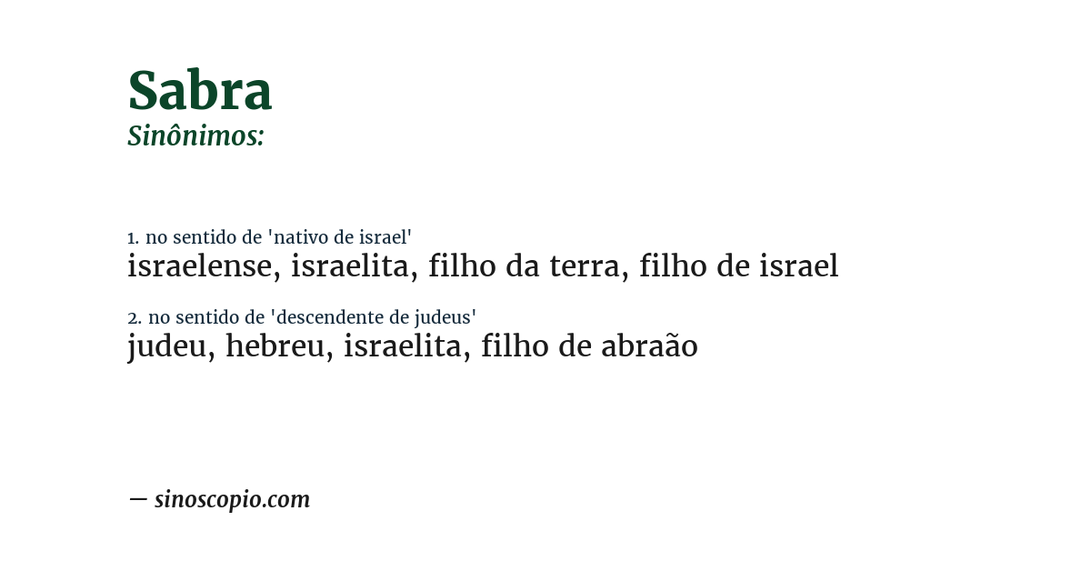 Sinônimo de sabra