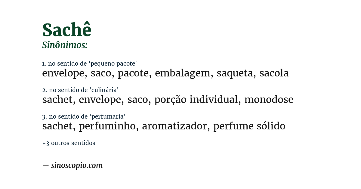 Sinônimo de sachê