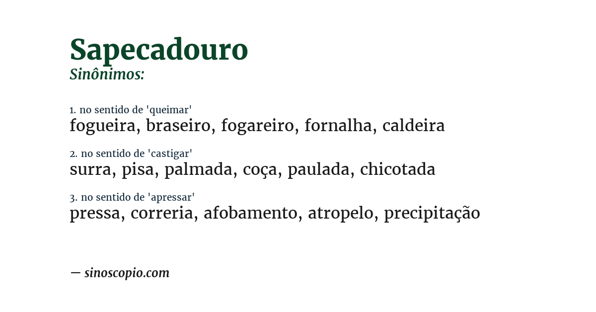 Sinônimo de sapecadouro