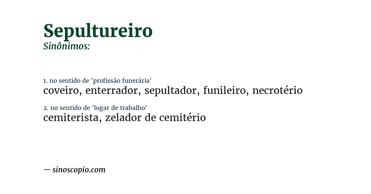 Sinônimo de sepultureiro