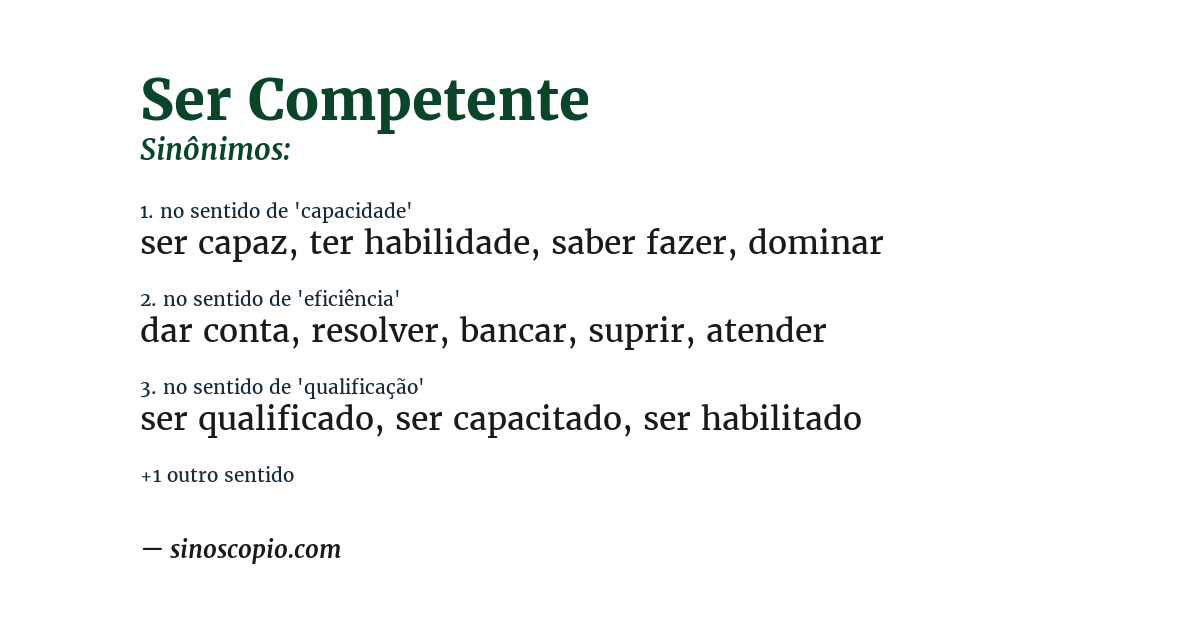 Sinônimo de ser competente
