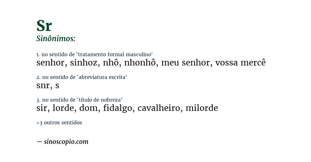 Sinônimo de sr