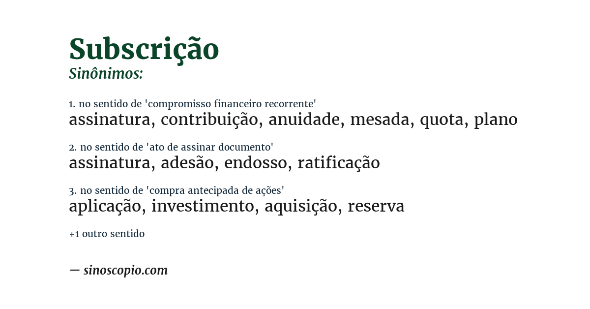 Sinônimo de subscrição