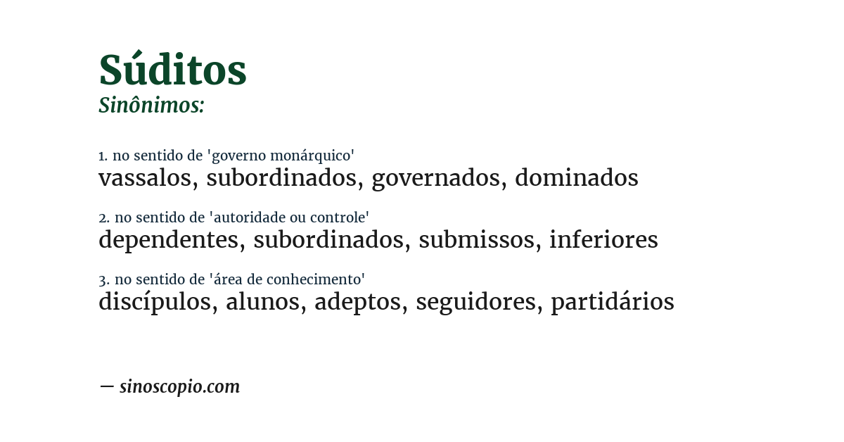 Sinônimo de súditos