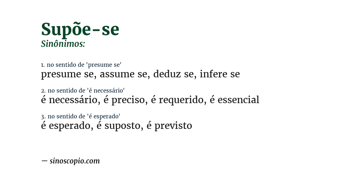 Sinônimo de supõe-se