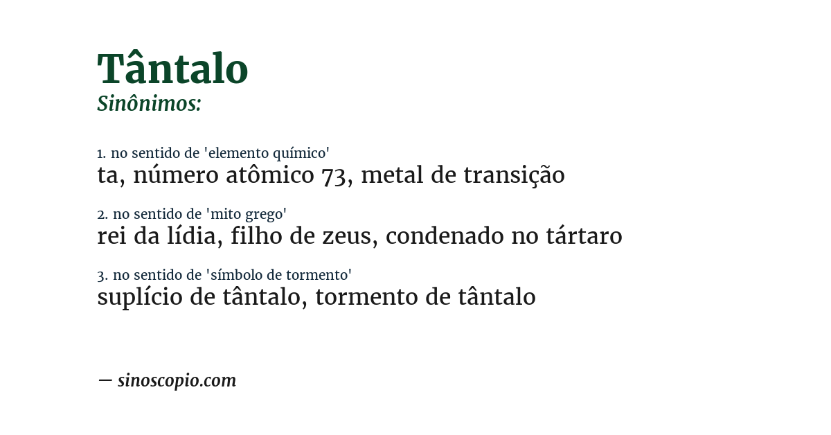 Sinônimo de tântalo