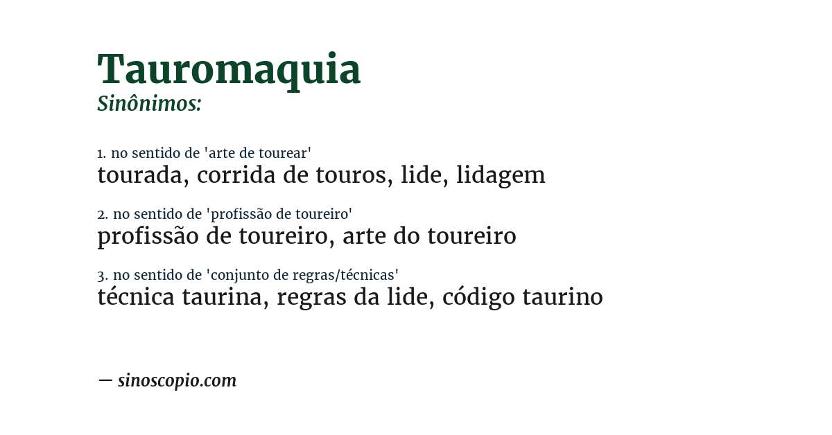 Sinônimo de tauromaquia