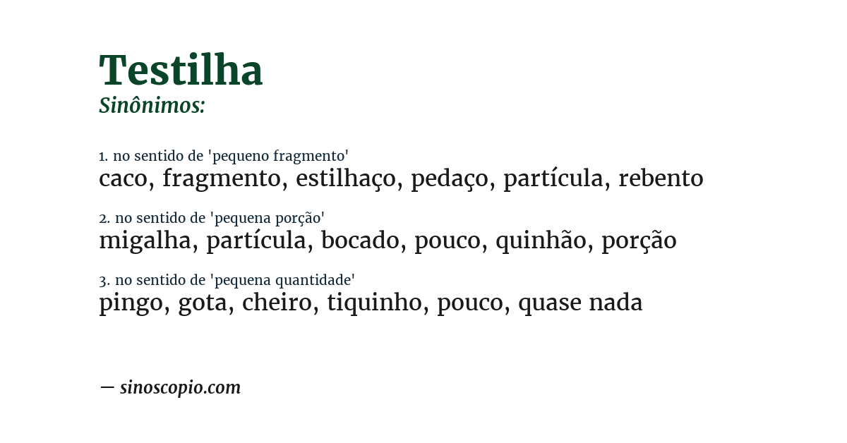 Sinônimo de testilha