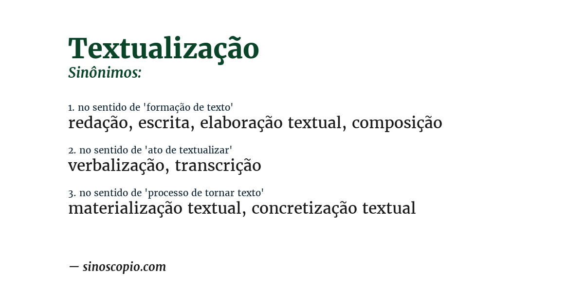 Sinônimo de textualização
