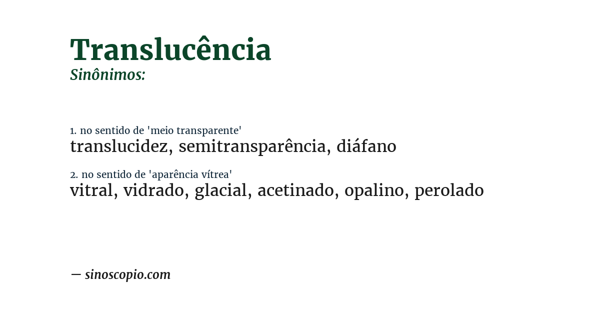 Sinônimo de translucência