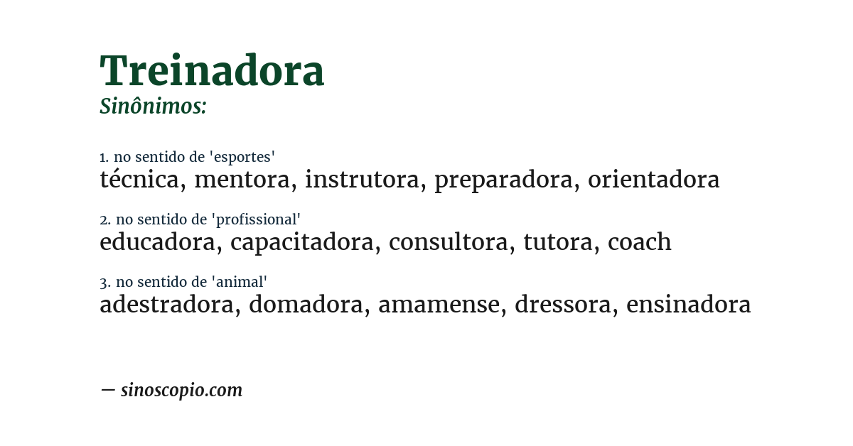 Sinônimo de treinadora