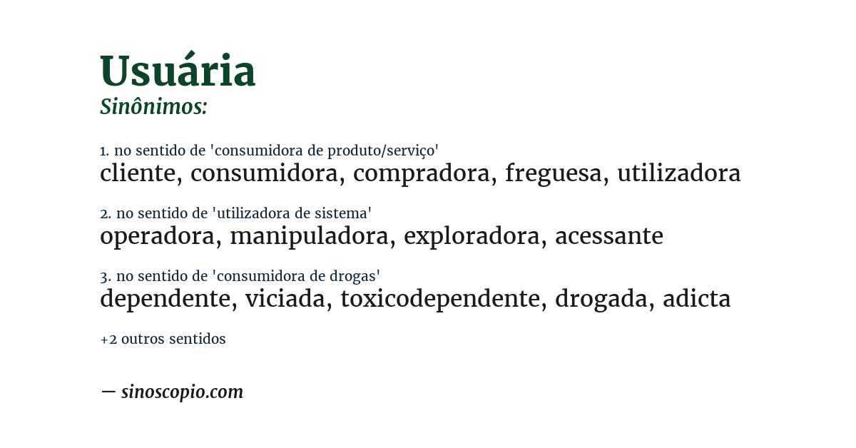 Sinônimo de usuária