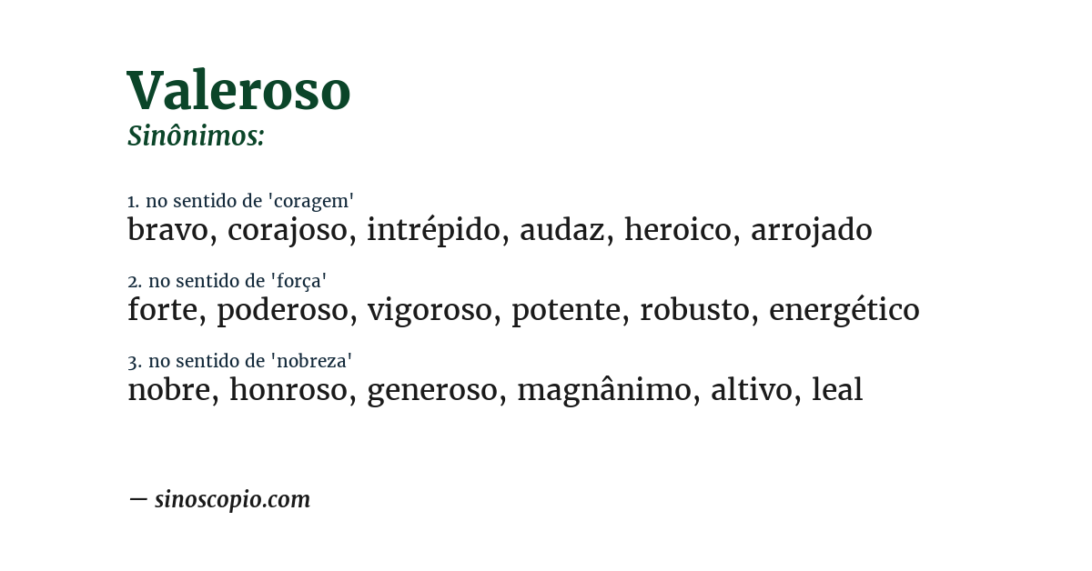 Sinônimo de valeroso