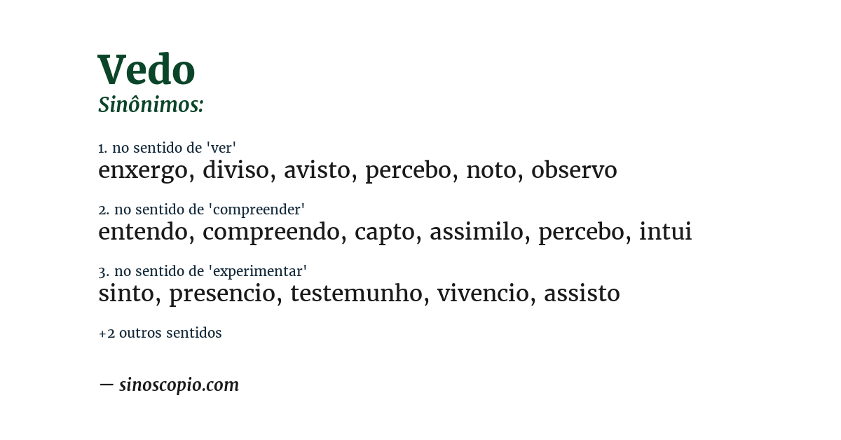 Sinônimo de vedo