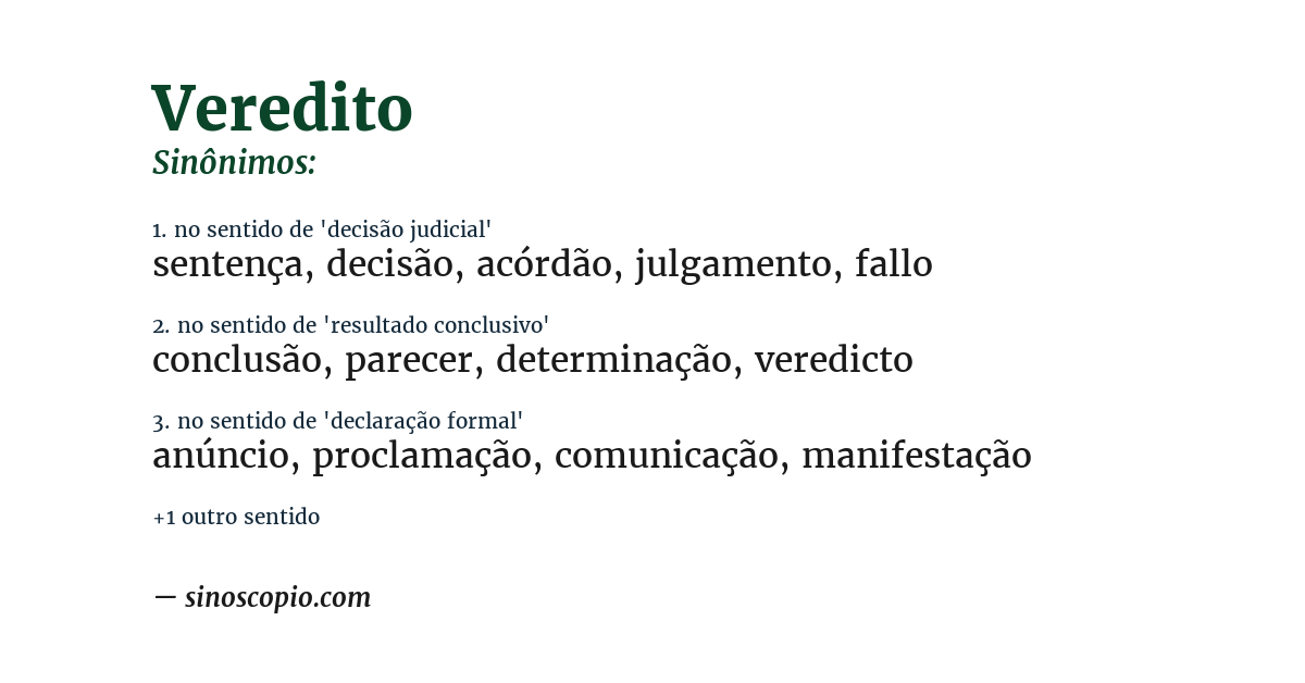 Sinônimo de veredito