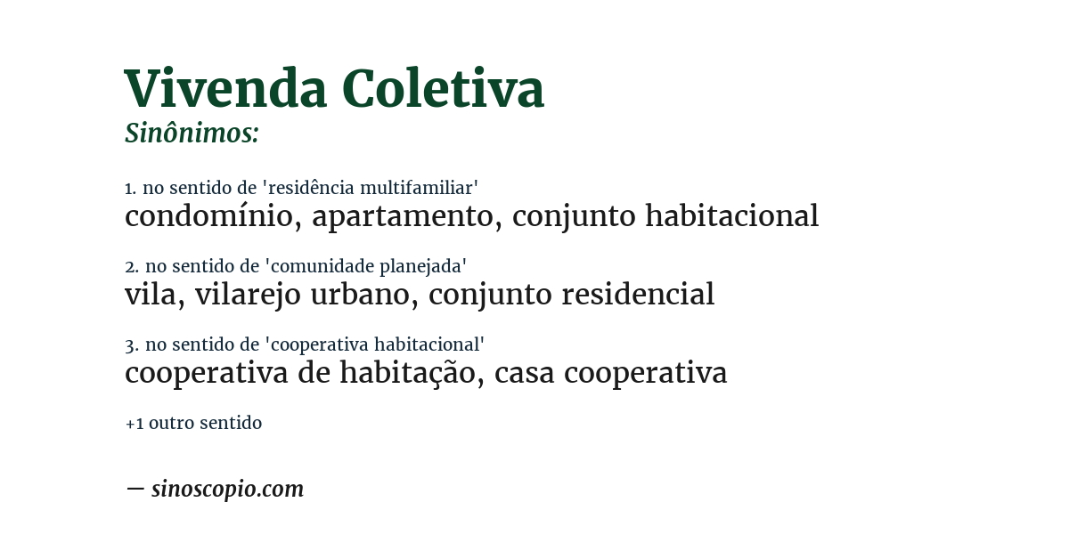 Sinônimo de vivenda coletiva