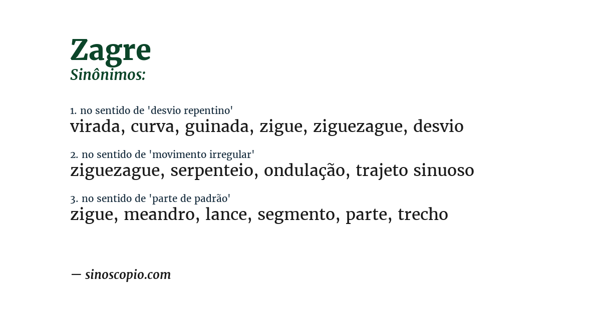 Sinônimo de zagre