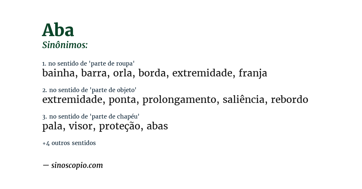Sinônimo de aba