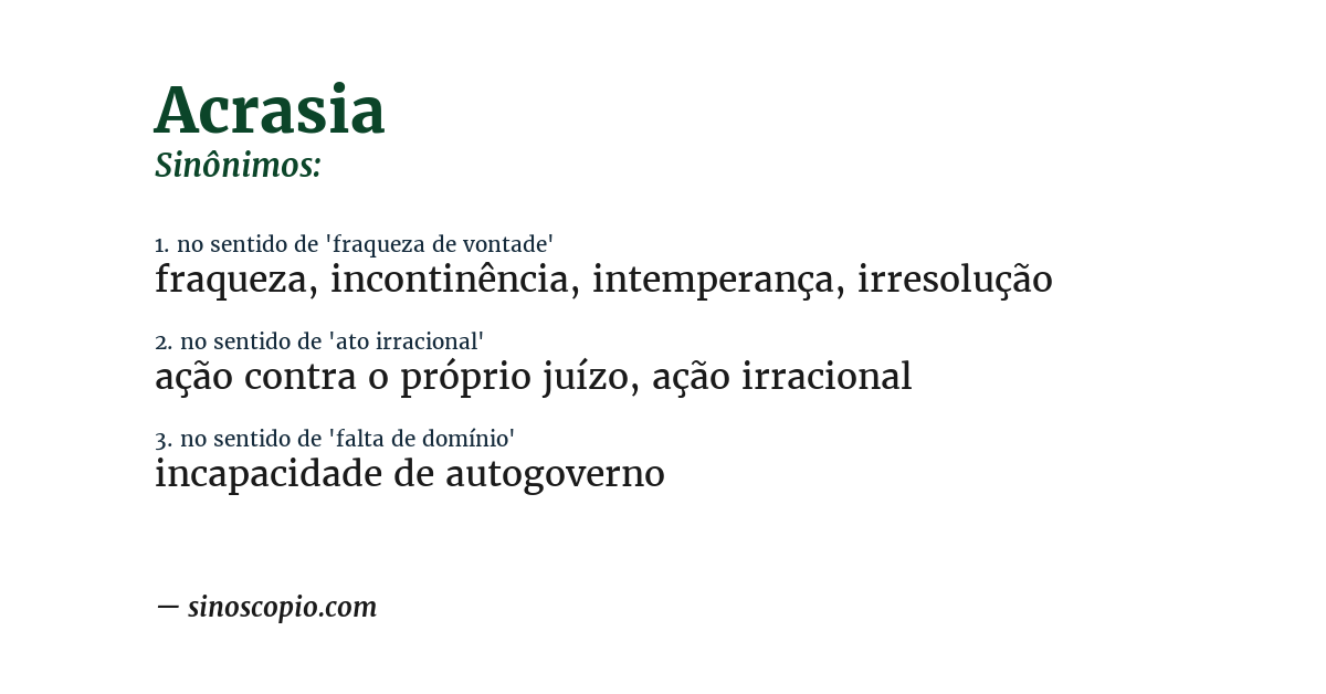 Sinônimo de acrasia