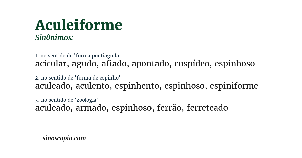 Sinônimo de aculeiforme