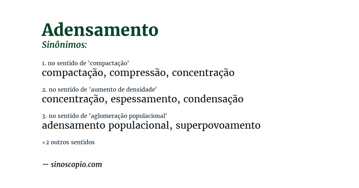 Sinônimo de adensamento