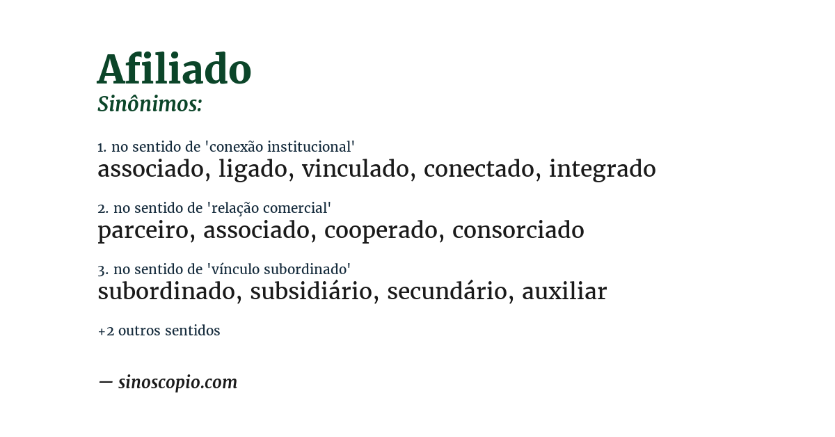 Sinônimo de afiliado