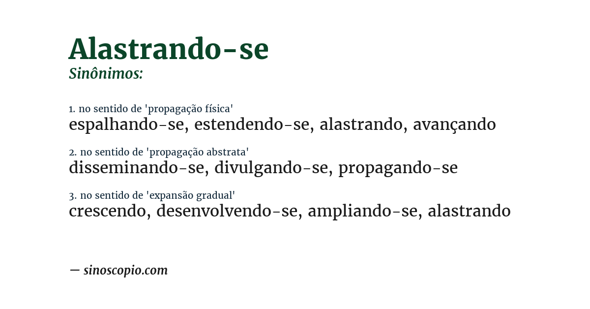Sinônimo de alastrando-se