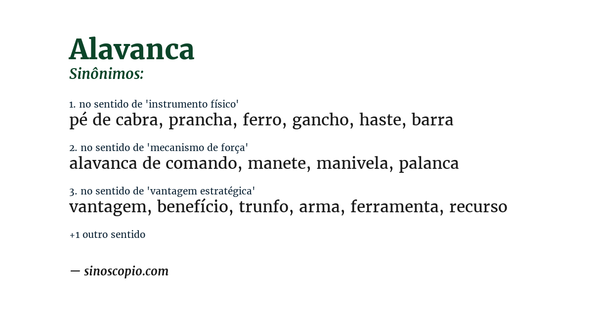 Sinônimo de alavanca