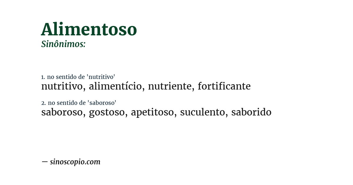 Sinônimo de alimentoso