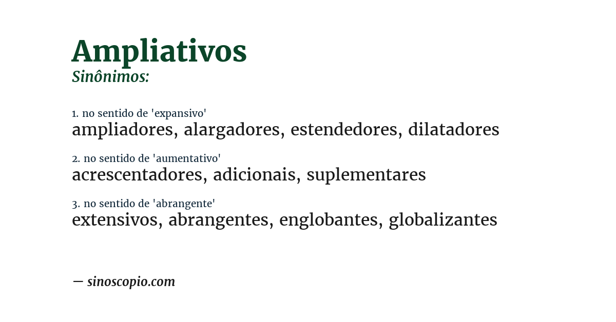Sinônimo de ampliativos