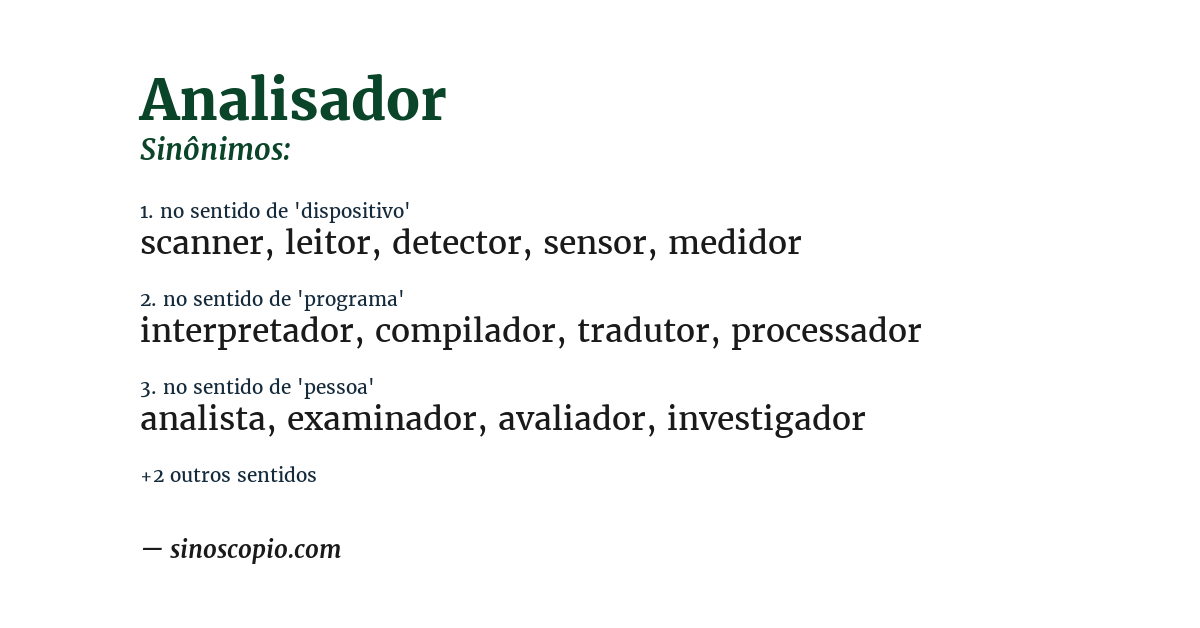 Sinônimo de analisador