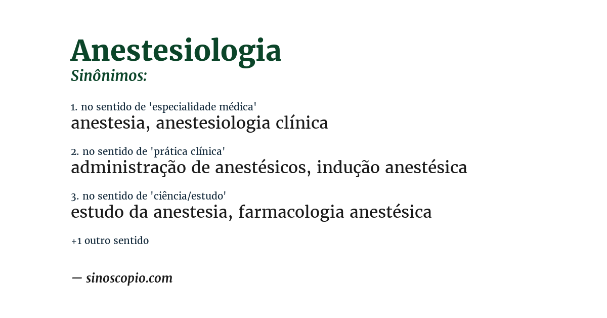 Sinônimo de anestesiologia
