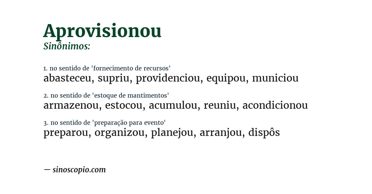 Sinônimo de aprovisionou