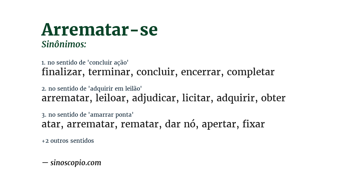 Sinônimo de arrematar-se