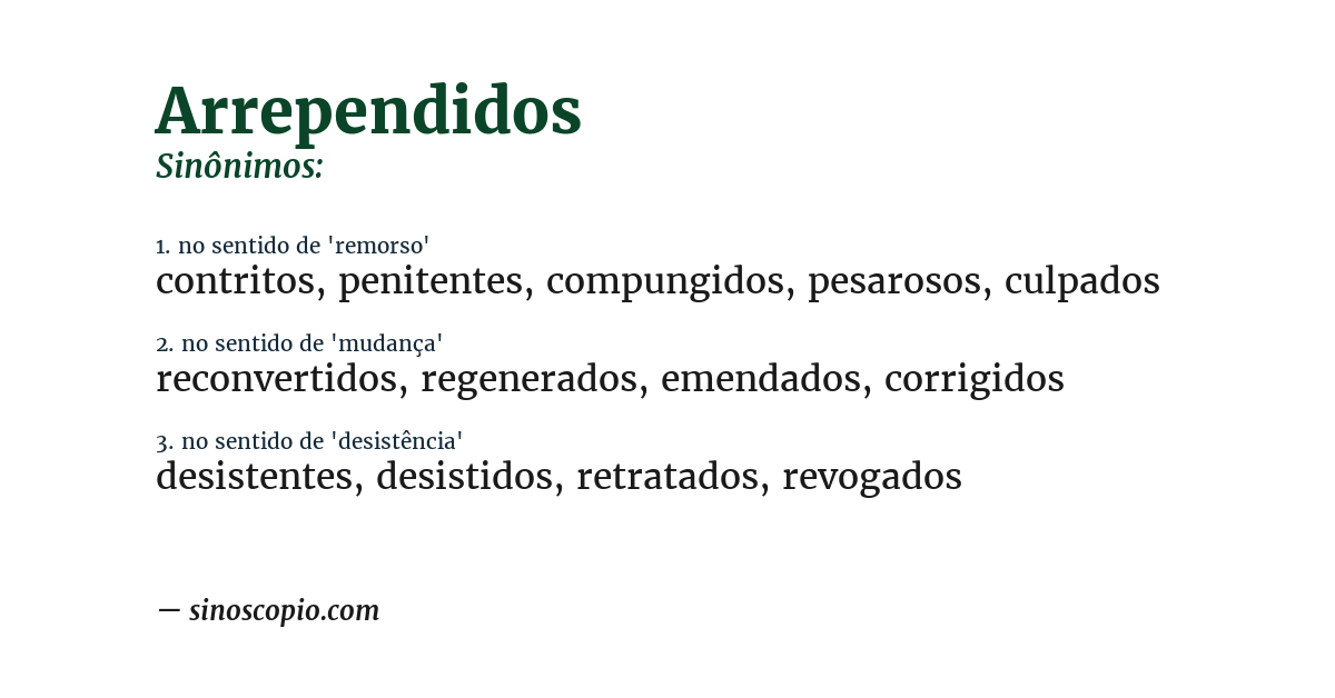Sinônimo de arrependidos