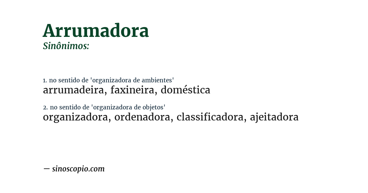 Sinônimo de arrumadora