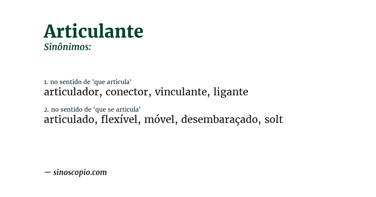 Sinônimo de articulante