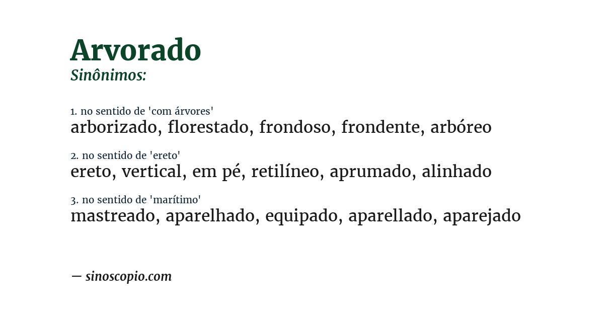 Sinônimo de arvorado